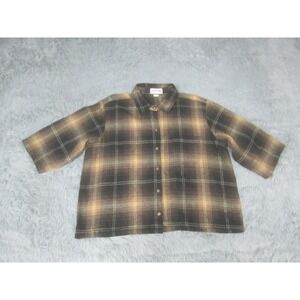 VTG Gotcha Covered Shirt Womens XL Brown 3/4 Sleeve Button Down Flannel USA Made